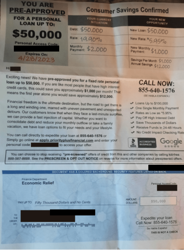 Priority Plus Financial Reviews Economic Relief or Loan Mailer?